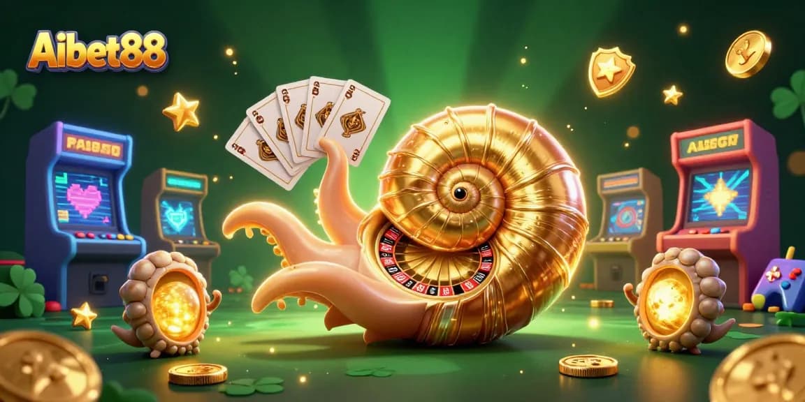 Aibet88 players engage in a vibrant casino atmosphere with an ancient nautilus roulette wheel and glowing game elements.