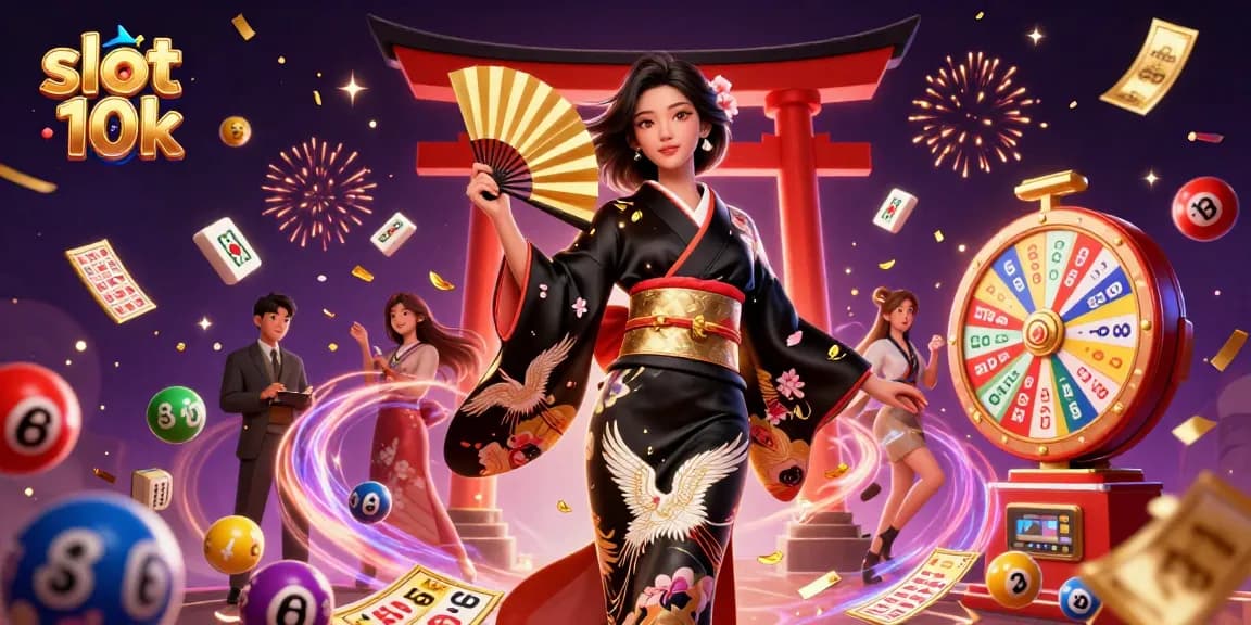 Spin the reels at slot 10k with a vibrant 3D illustration showcasing casino excitement and traditional aesthetics.