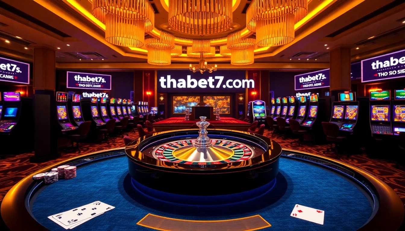 Players enjoying a thrilling online gambling experience at thabet77.sa.com with exciting casino elements.