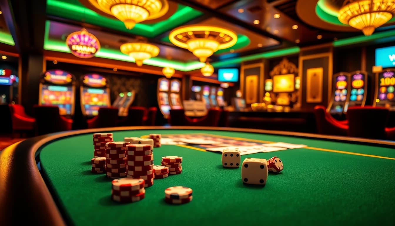 Engage in thrilling games at Gg88 Com with vibrant casino elements like poker chips and roulette.