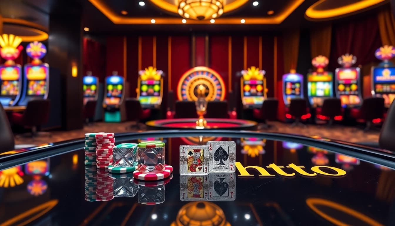 Playing at an amanahtoto casino table with vibrant chips, dice, and strategic card betting actions for winning odds.