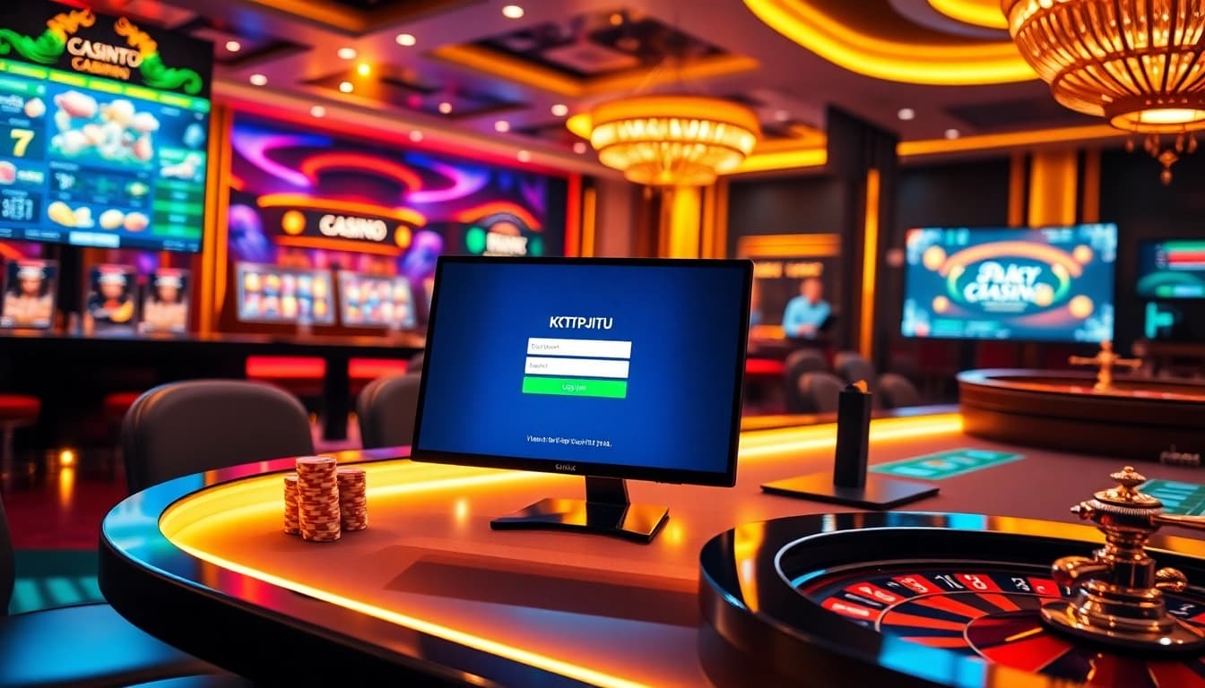 Experience the excitement of KTPJITU login with vibrant casino visuals and engaging slot game features.