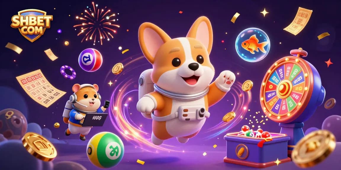 Spin to win exciting games at SHBET COM in this dynamic casino scene featuring colorful elements.