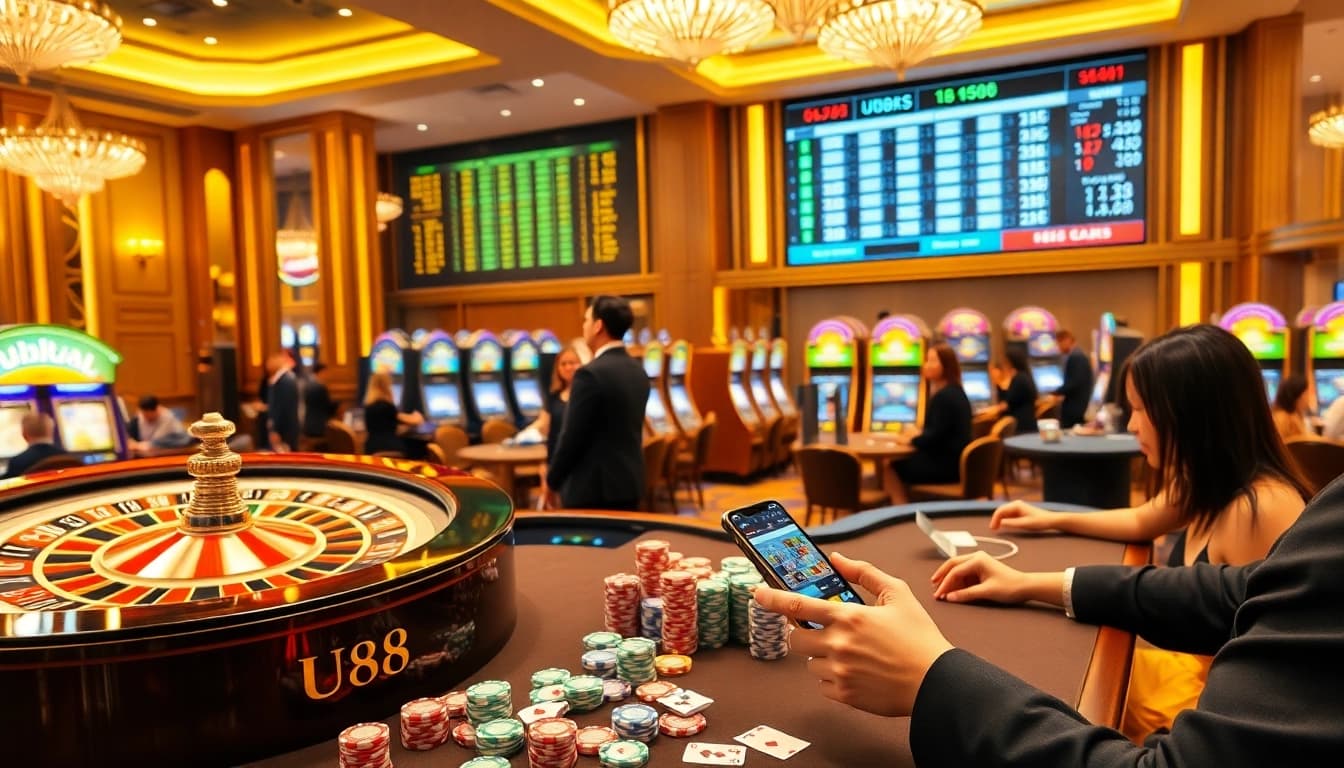 Experience the thrill of gambling at uu88 with vibrant roulette wheels and slot machines.