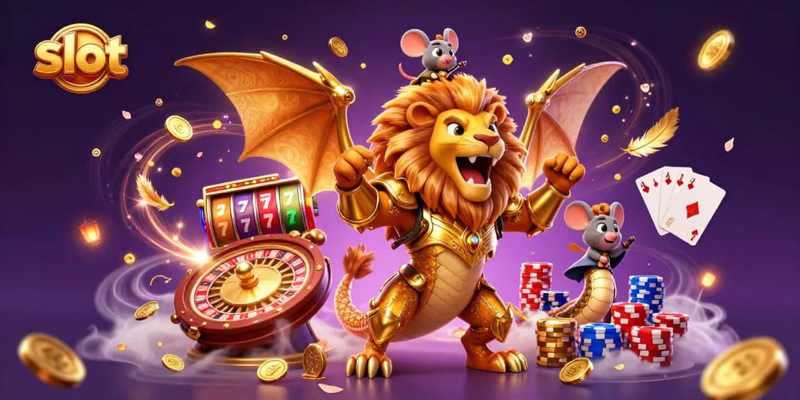 Spin the slot reels with luck as the golden chimera and mouse jockey bring excitement.