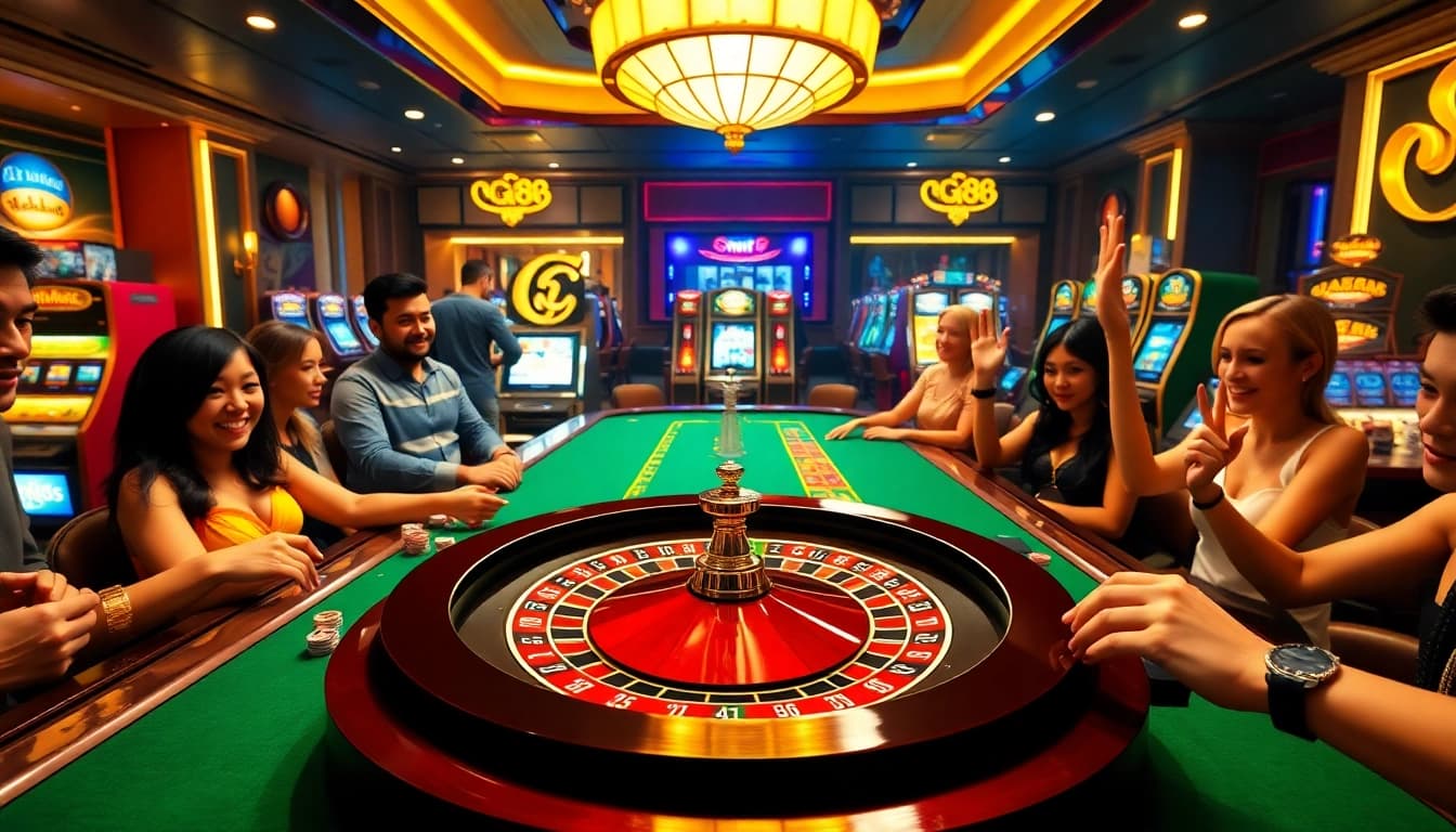 Players engaging at the GG88 table, immersed in a thrilling casino experience.