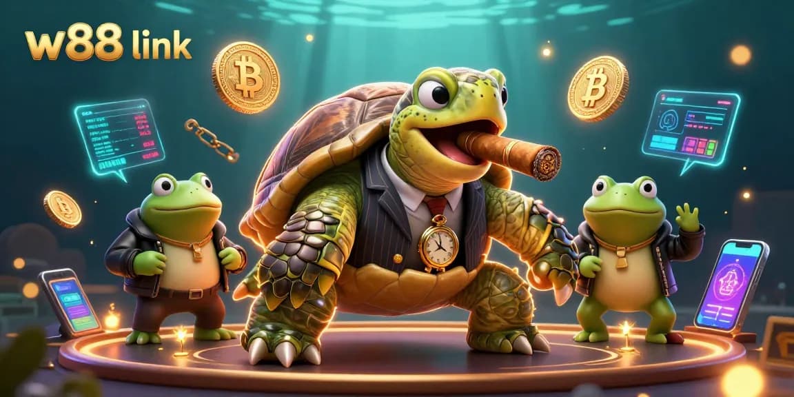 Engage with W88 link for thrilling online betting in a highly detailed casino scene featuring iconic characters.