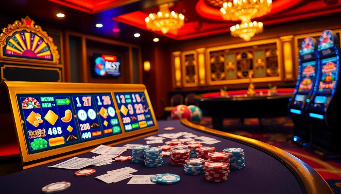IDNSLOT online casino interface showcasing vibrant slot machines and poker excitement