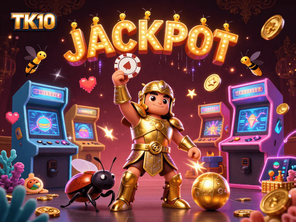 Experience the thrilling fishing action in TK10's vibrant 3D casino illustration with a winning beetle.