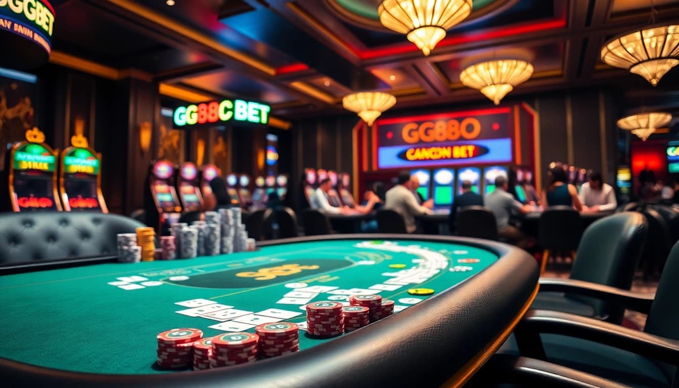 Experience the thrill of gaming with GG88COM BET at a vibrant casino table full of excitement.