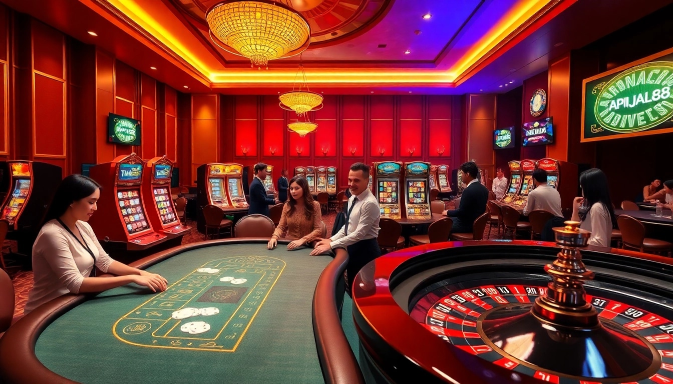 Engage with the thrilling scene of players at an *apiraja88* casino table, showcasing excitement and luxury.