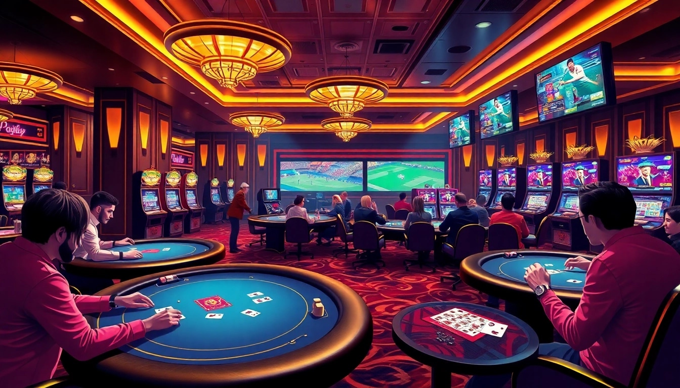 Bettors exploring sports betting at Bong99 with vibrant casino elements and engaging online interfaces.