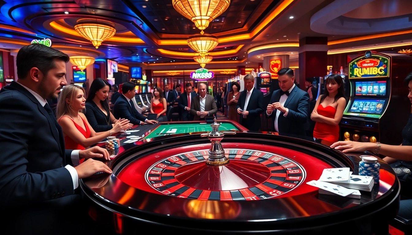 NK88 roulette table highlights thrilling casino action with bright visuals and engaging players.