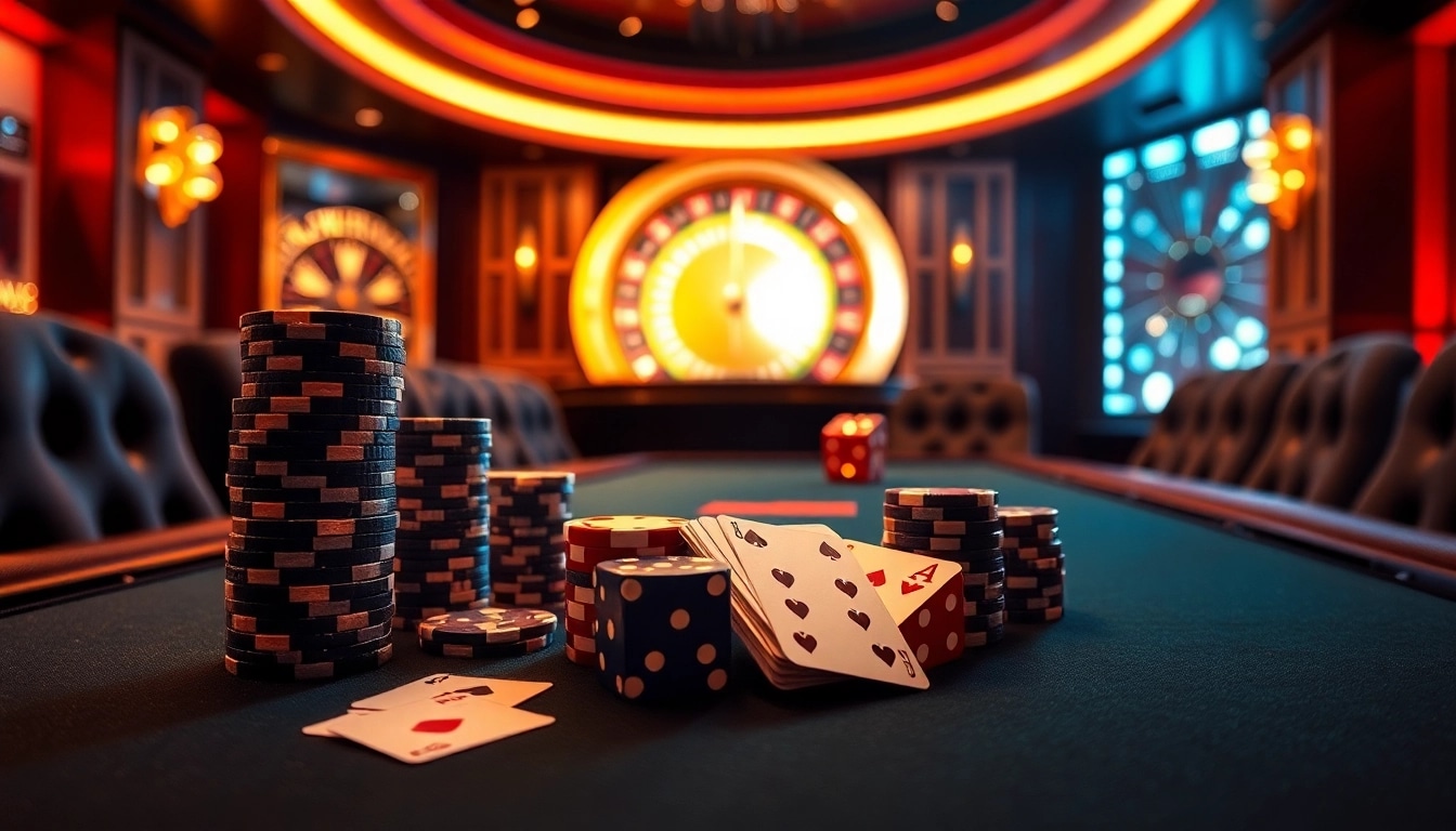 Play your winning hand at a luxurious poker table featuring POWERNET-themed dice and chips, surrounded by an elegant casino ambiance.