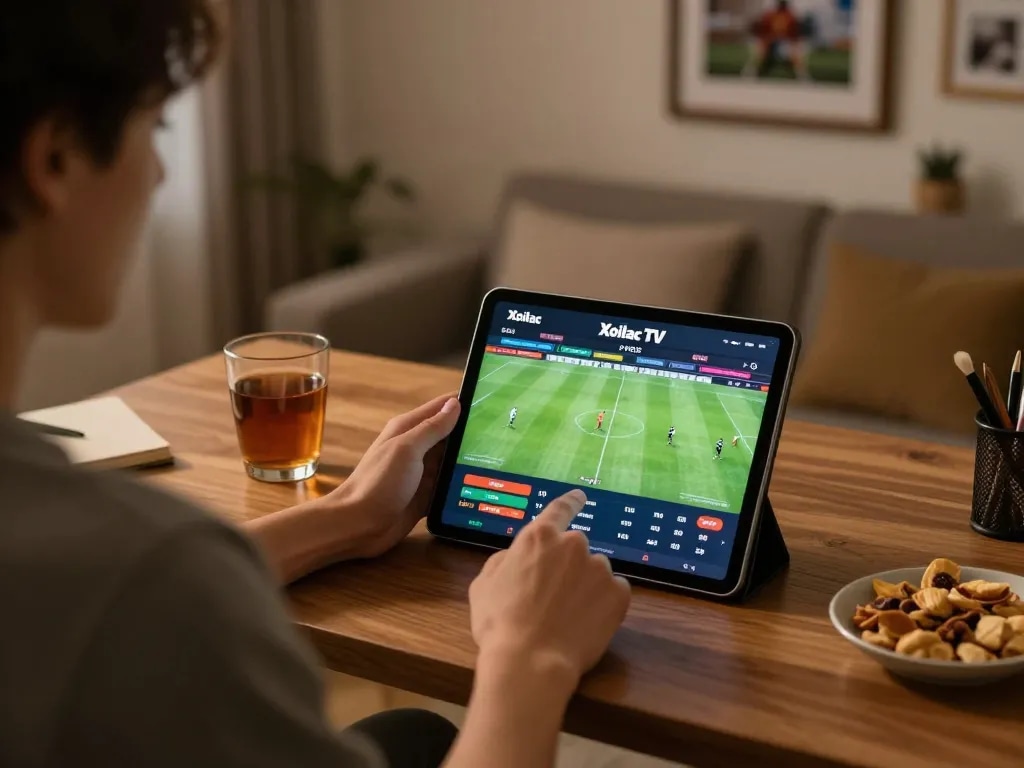 Xoilac user placing bets on live football matches from home, enjoying a strategic gaming session.