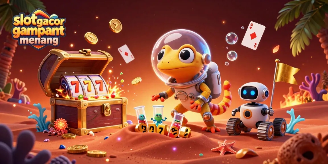 Spin the reels on slot gacor gampang menang for a chance to uncover massive jackpots in this vibrant casino-themed scene.