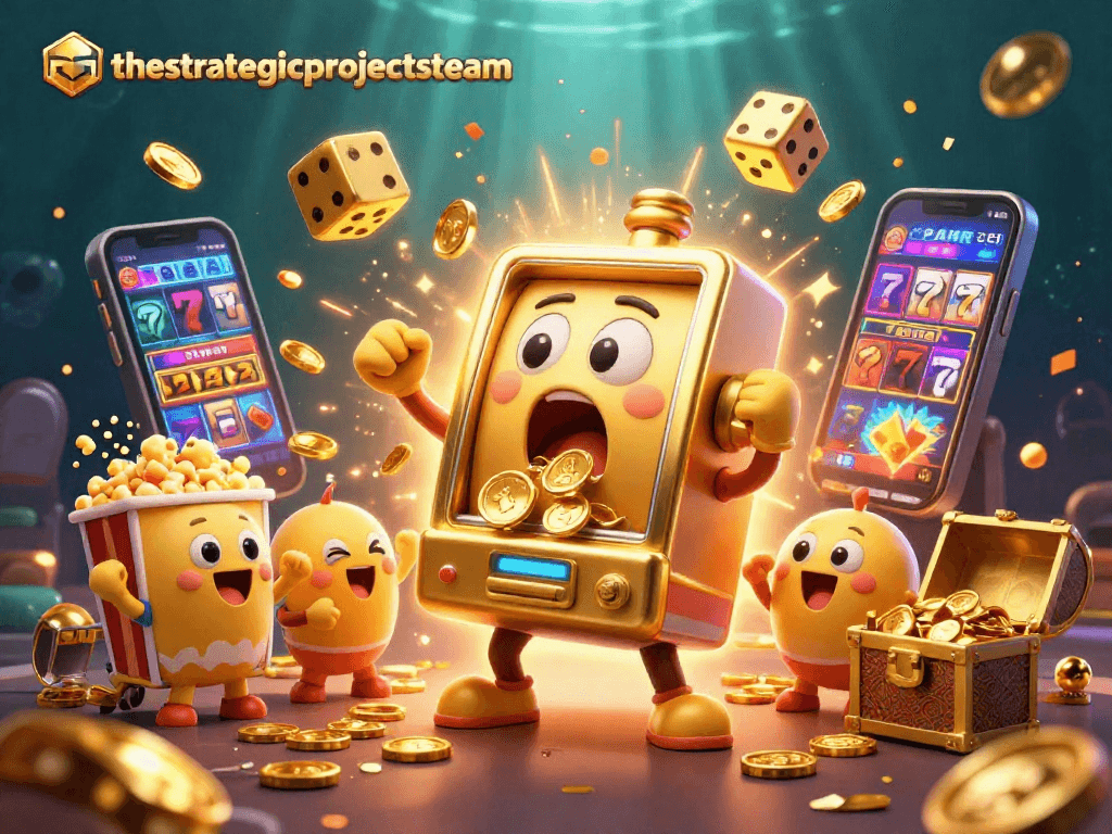 thestrategicprojectsteam showcases golden slot machine jackpot magic with vibrant casino action.