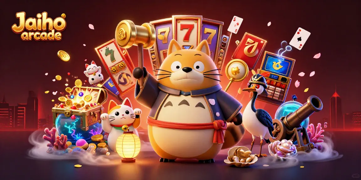 Experience fun gaming at Jaiho arcade with colorful characters and exciting slot elements.