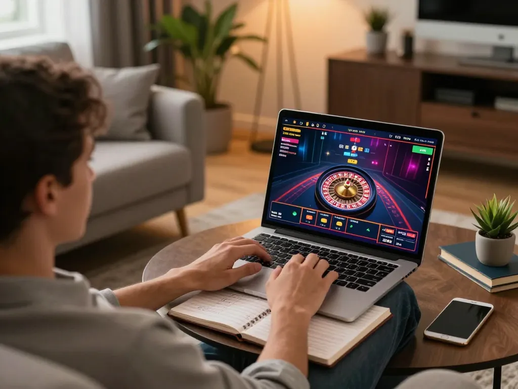 Engaging gameplay at an online casino Malaysia with player focused on live dealer roulette.