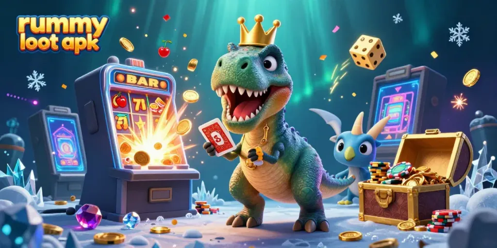 Engage with exciting rummy gameplay in the energetic rummy loot apk scene featuring vibrant characters and dynamic casino elements.