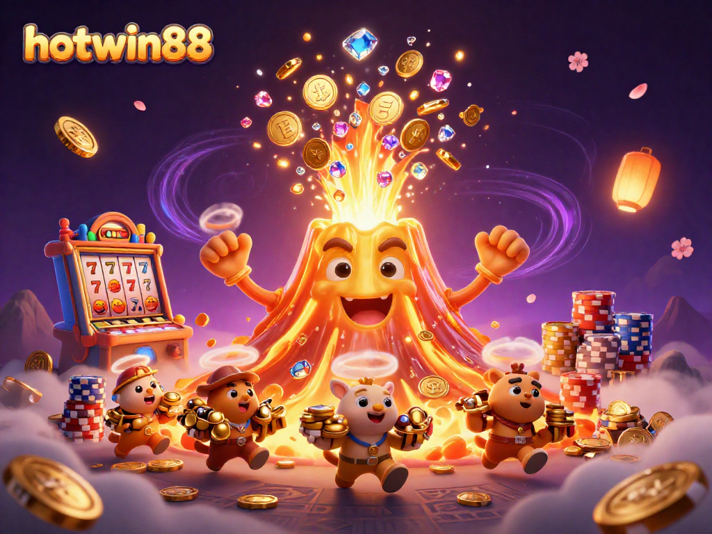 Experience thrilling gameplay with hotwin88's engaging and vibrant casino scene featuring lucky slots and treasures.