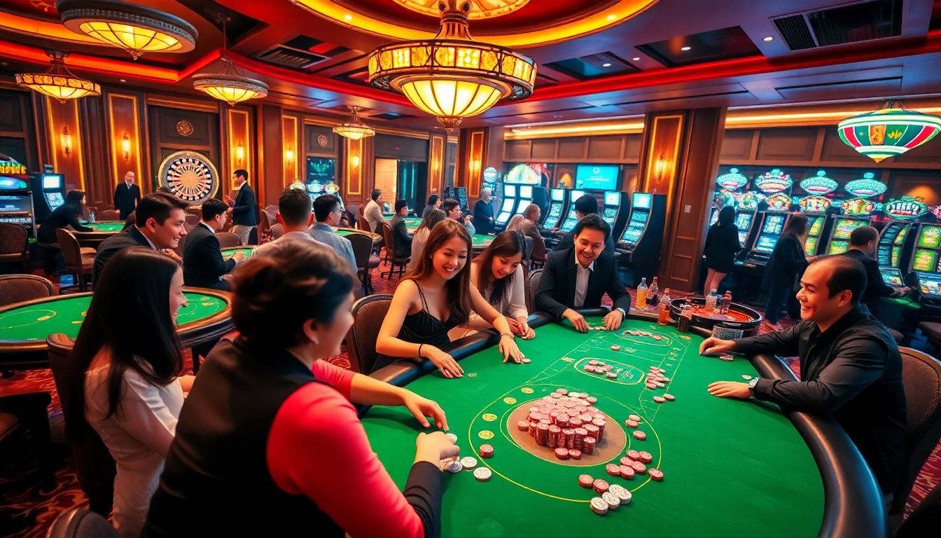 Experience thrilling gameplay at 98Win with colorful casino tables and vibrant poker chips.