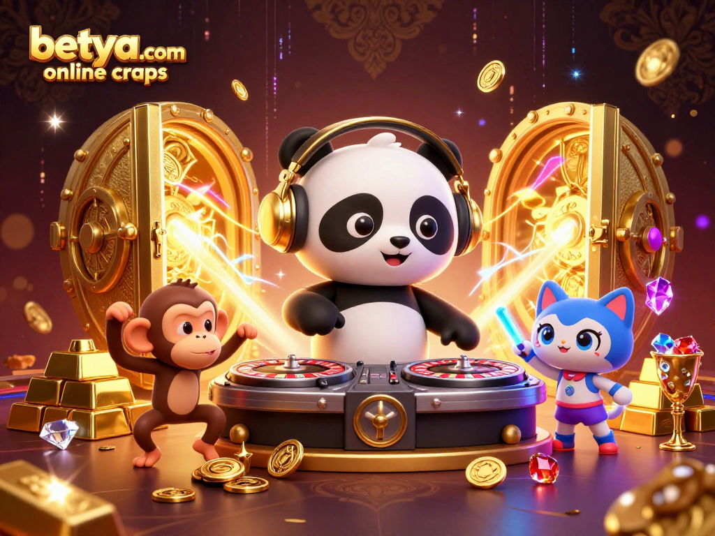 Experience the fun of betting with betya.com online craps in this vibrant 3D casino scene.