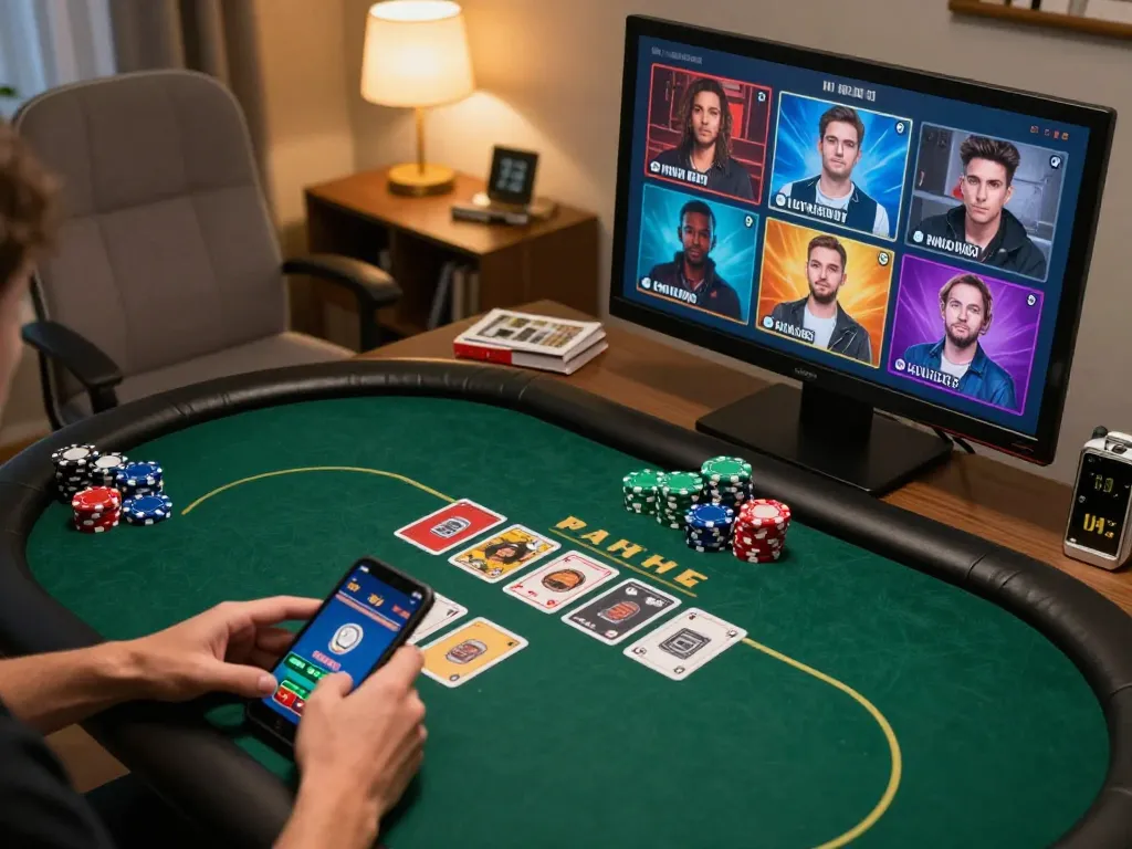Players enjoying a thrilling game on god55vn poker interface, showcasing real-time betting excitement.