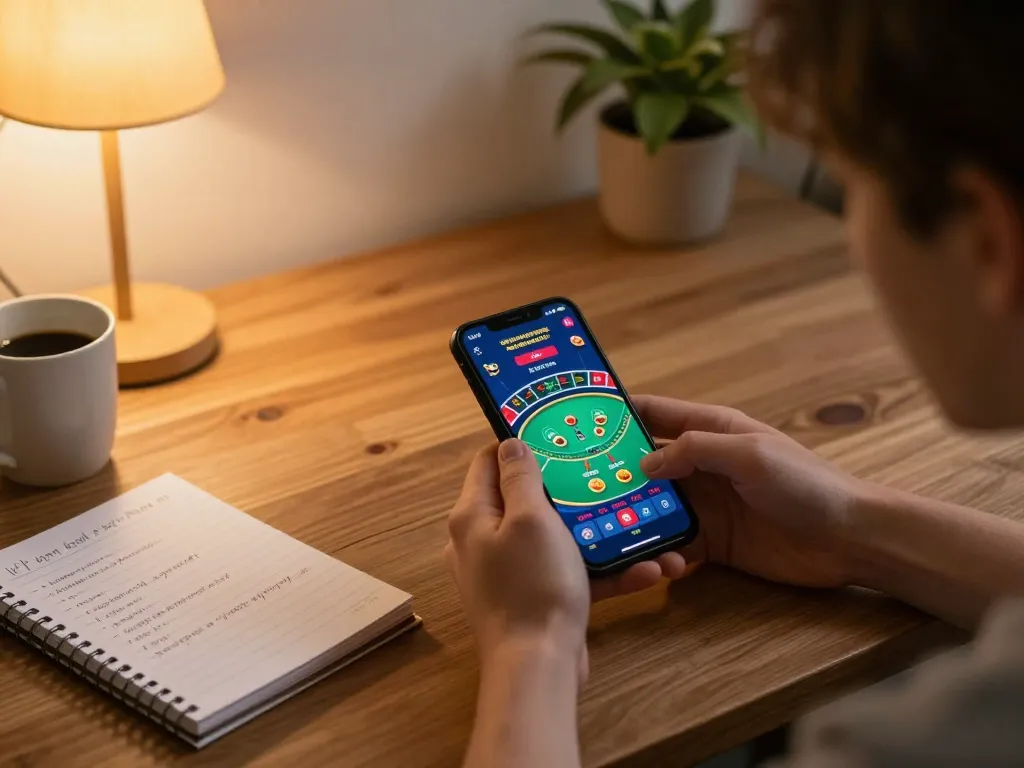 King33 player placing bets on mobile app, capturing engaging online gaming atmosphere
