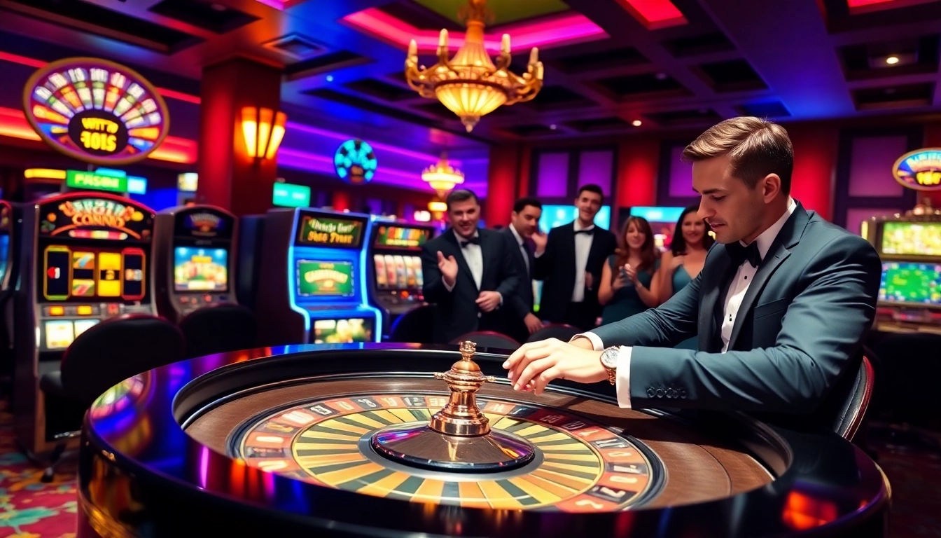 Experience thrilling games at https://kuwinblog.com/ with luxurious casino tables and vibrant activity.
