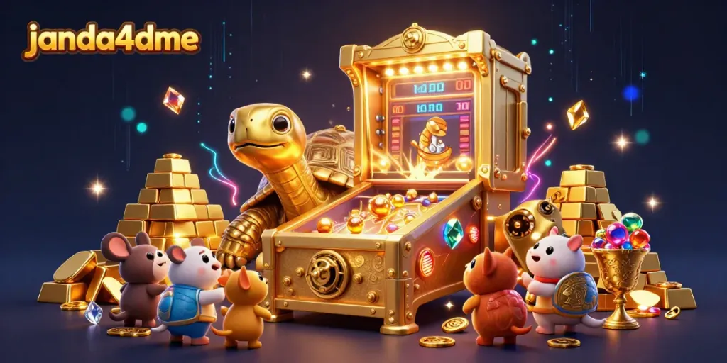 Genggam kemenangan bersama janda4dme sambil bermain di mesin pinball unik yang cerah dan berkilau.
