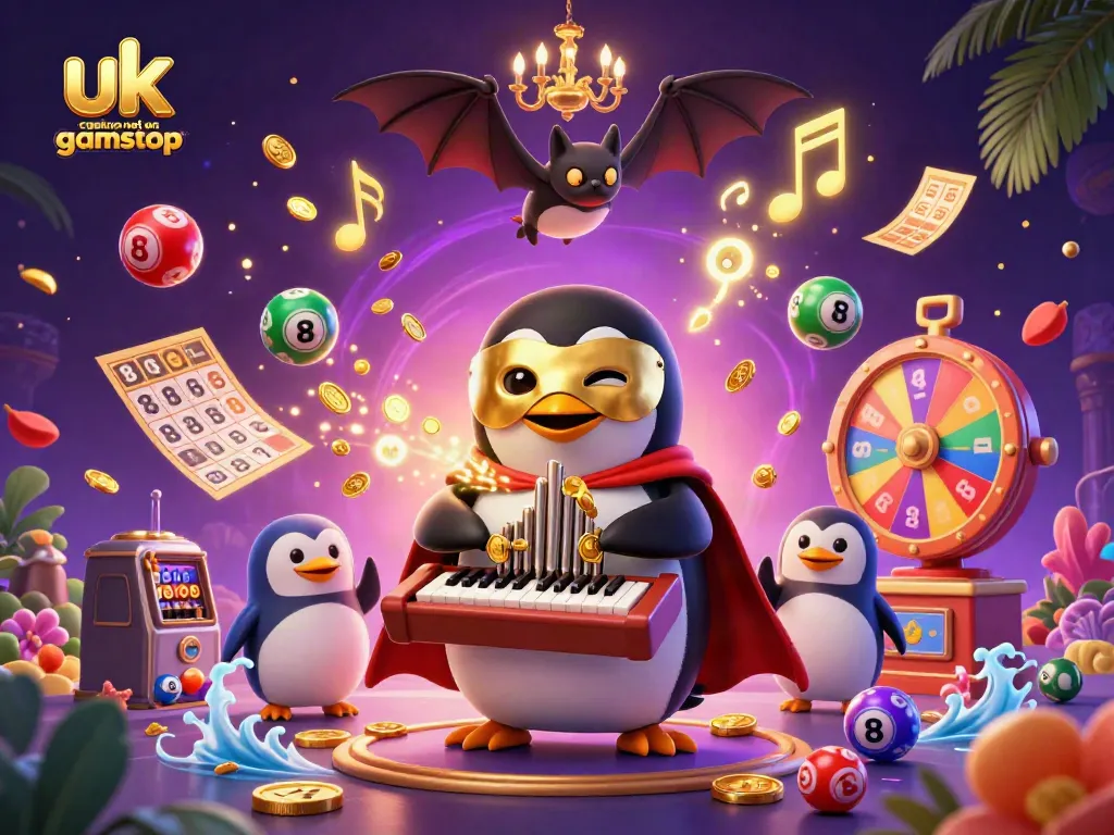 Play at uk casino not on gamstop with exciting bonuses and vibrant games in a dynamic illustration.