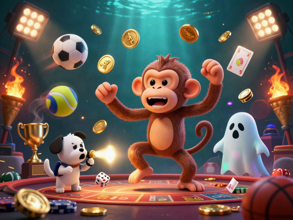 Experience thrilling action with new online bookies in this vibrant 3D casino illustration featuring sports balls and dynamic elements.
