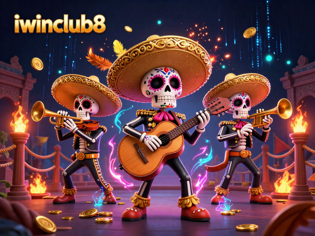Join the vibrant iwinclub8 mariachi band celebrating with gold coins and festive energy.