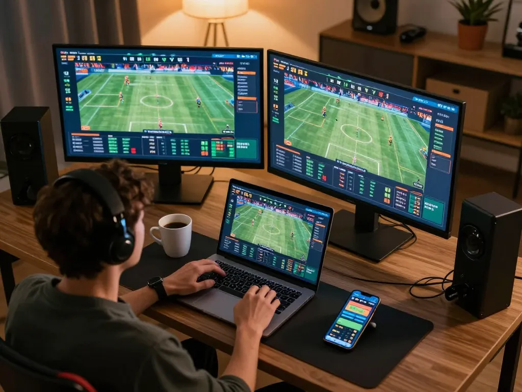 Engaging sports betting experience in a modern setting using ทางเข้า m114 app, showcasing live sports and wagering strategies.
