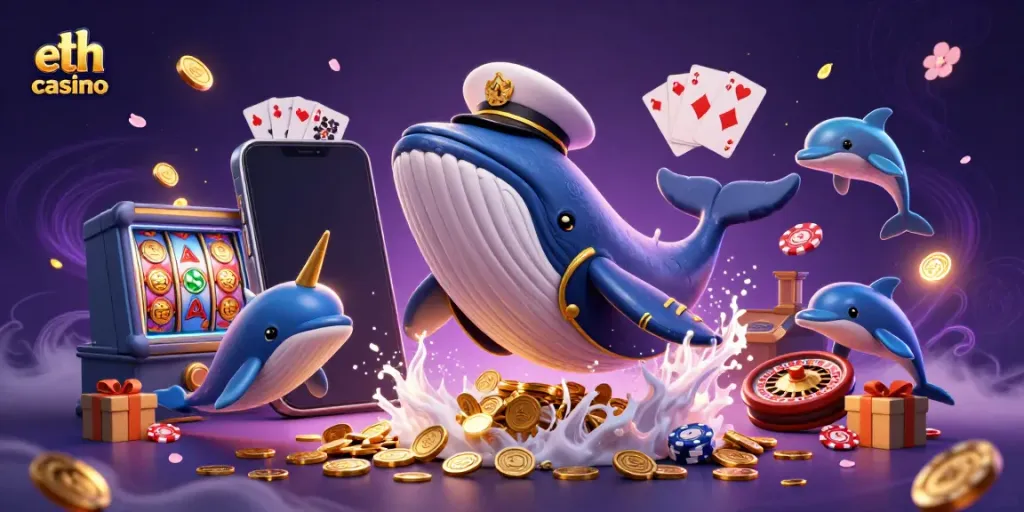 Engage in the eth casino experience with animated characters and vibrant game elements.
