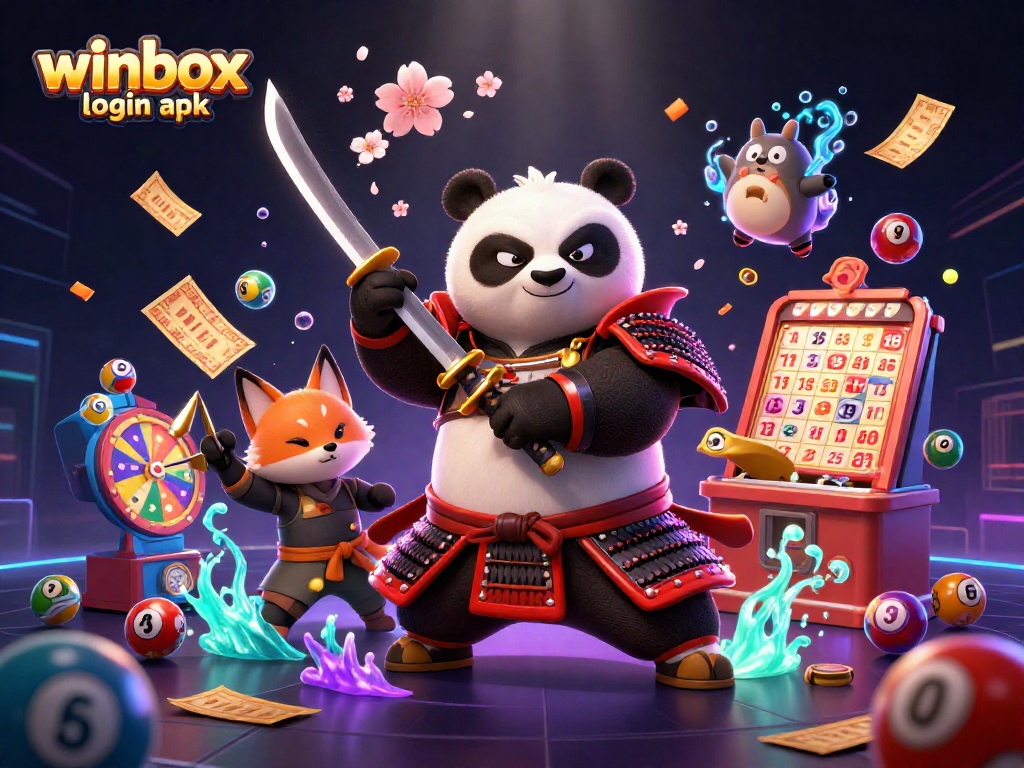 Engage in thrilling action with winbox login apk amidst colorful casino elements and dynamic characters.