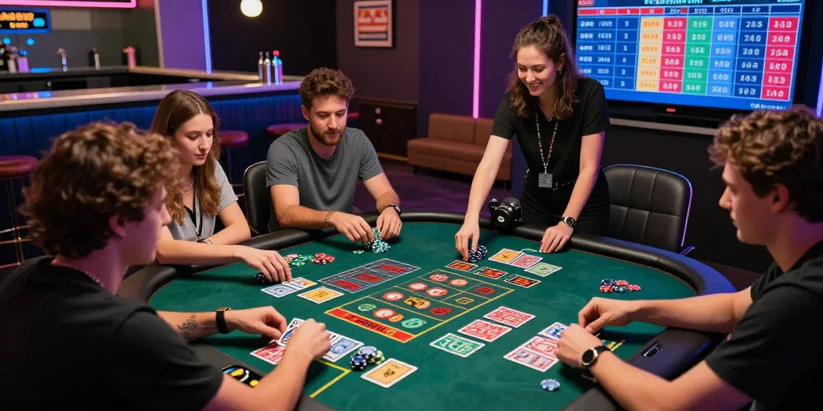 Rajatogel dalam suasana seru bersama teman-teman bermain togel di meja modern.