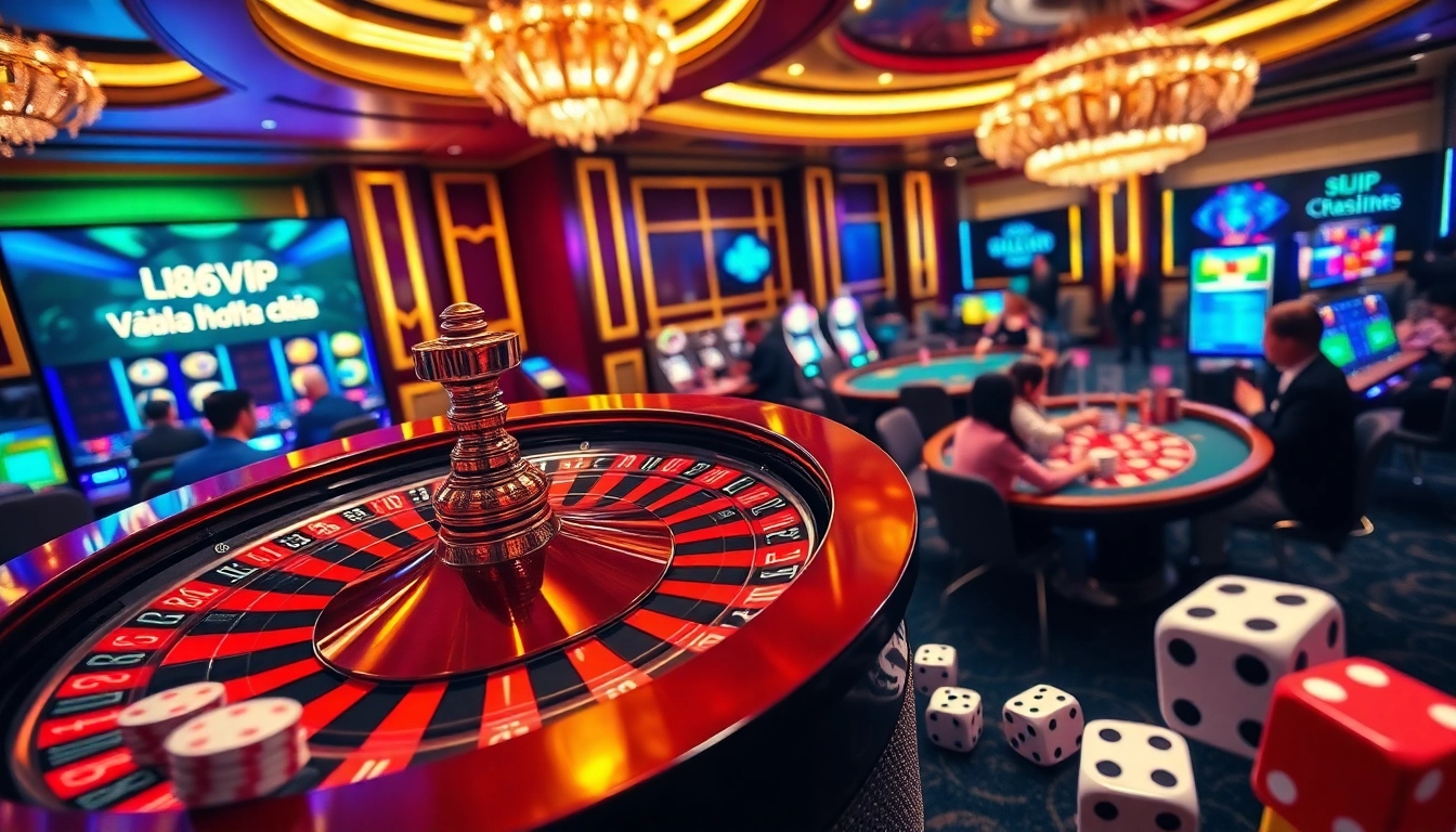 Experience the excitement of gambling with Link Vào Nhà Cái 68VIP at this vibrant casino scene.