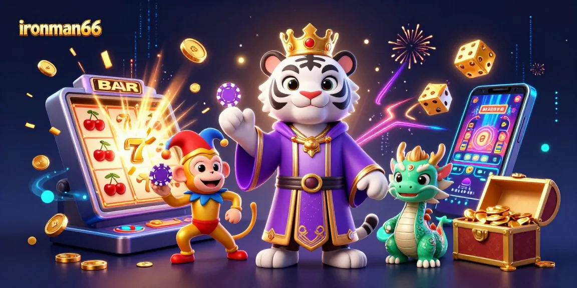 Experience the thrill of ironman66 with dynamic casino elements and vibrant 3D characters in action.