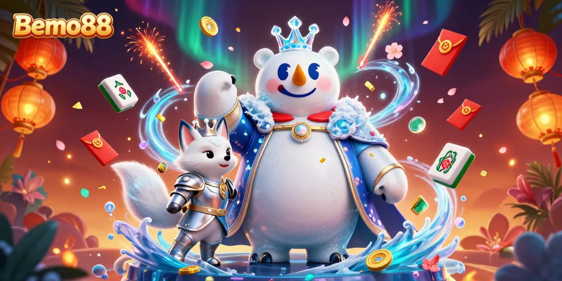 Experience the thrilling Bemo88 gaming community with lively characters amidst a vibrant casino scene.