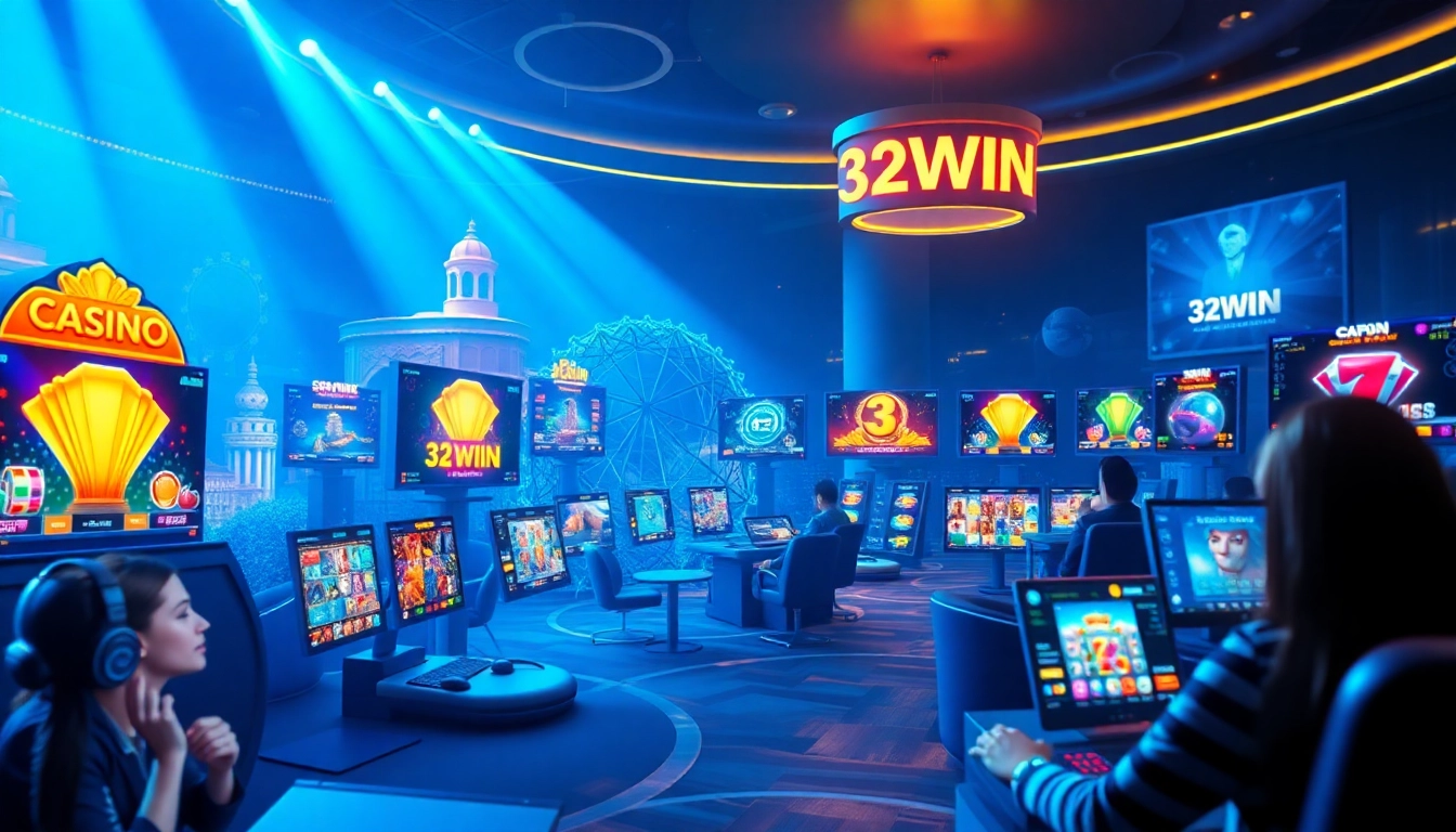 32win online casino platform showcasing vibrant gaming options and user interaction