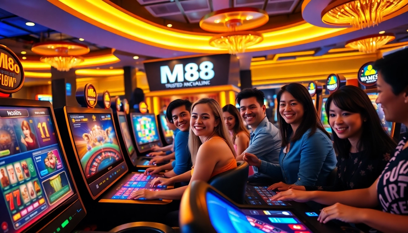 Engaged players enjoying diverse gaming options at MM88's online casino.