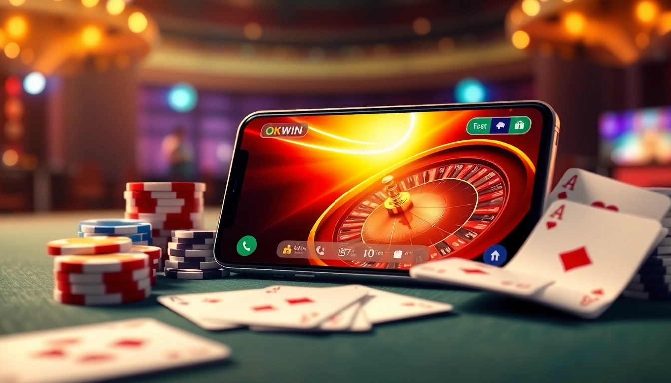 Experience thrilling gameplay with the okwin app on a luxurious casino-themed mobile interface.