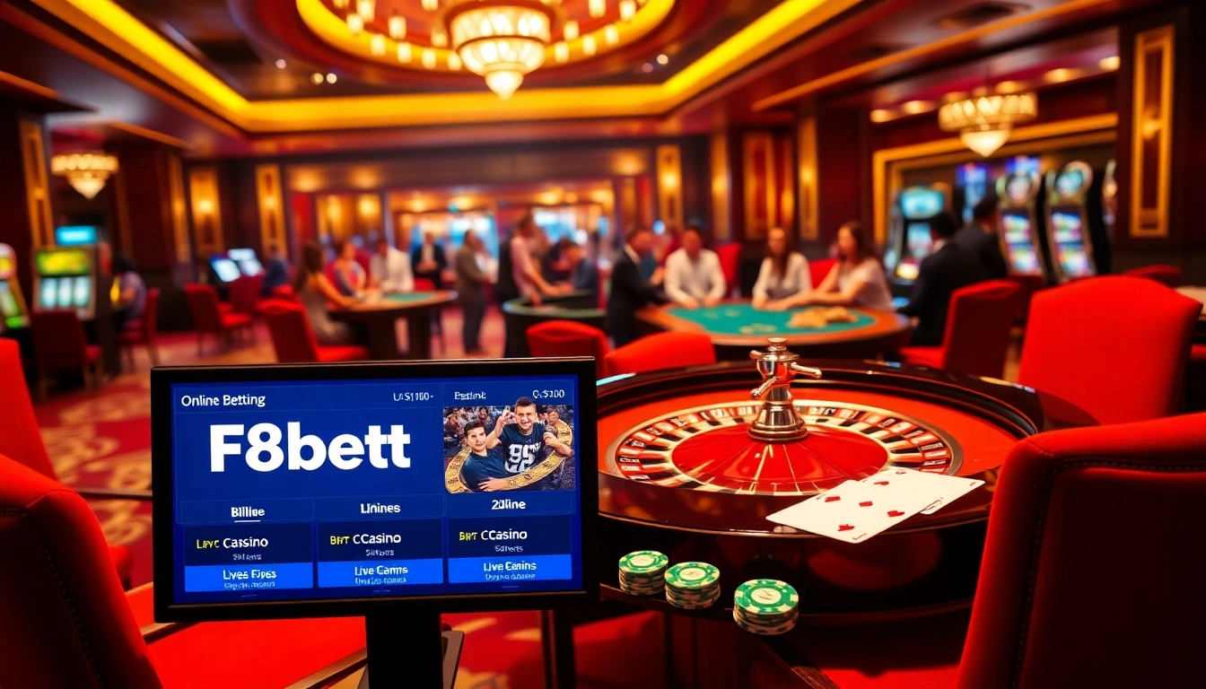 Experience the excitement of F8beta2 gaming with vibrant casino tables and slot machines.