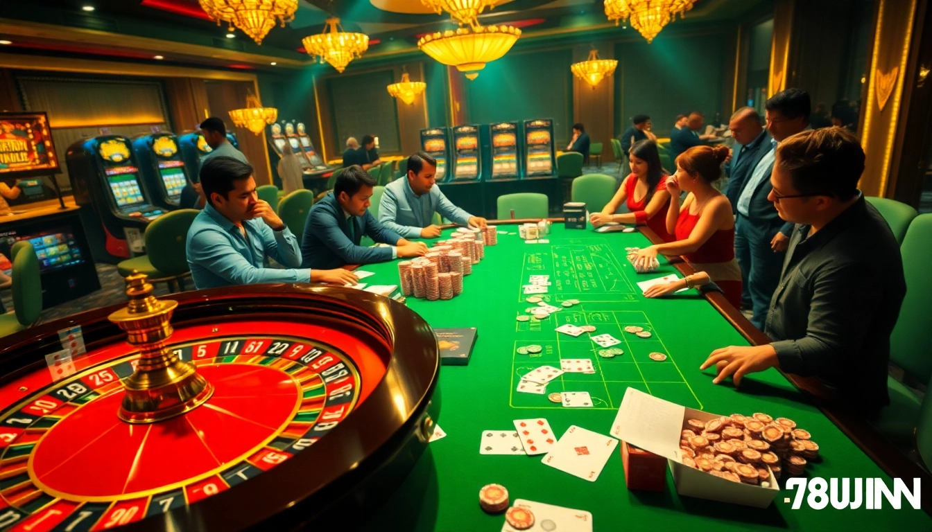 Experience gambling thrills with the link vào 78WIN amidst vibrant casino excitement and luxury.