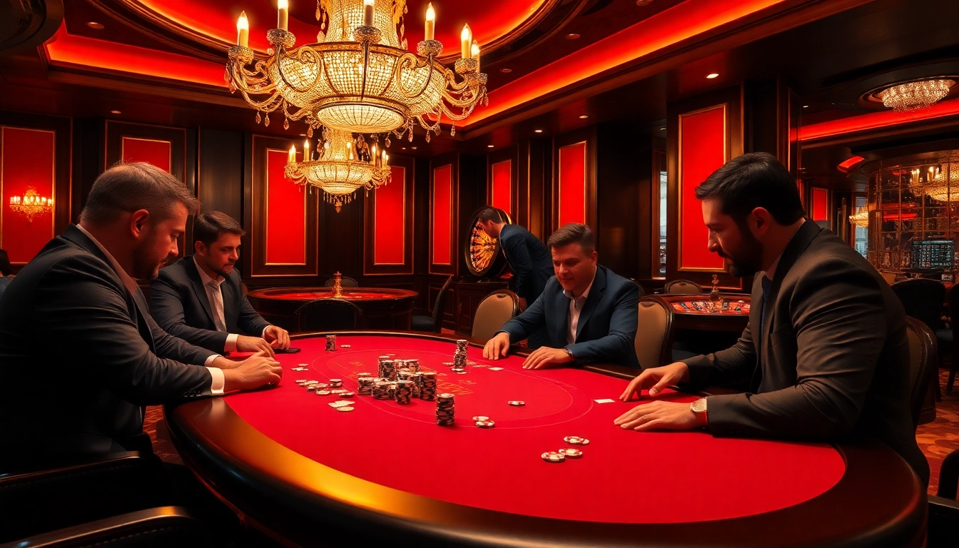 Experience the thrilling atmosphere of xx88 with players engaged at a luxurious poker table.