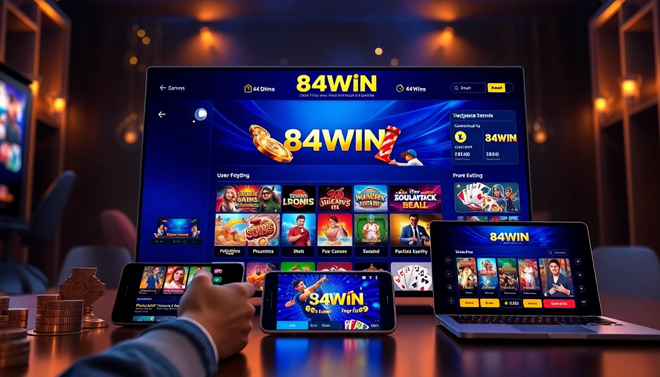 Interactive gaming experience on 84WIN platform showcasing vibrant online games.