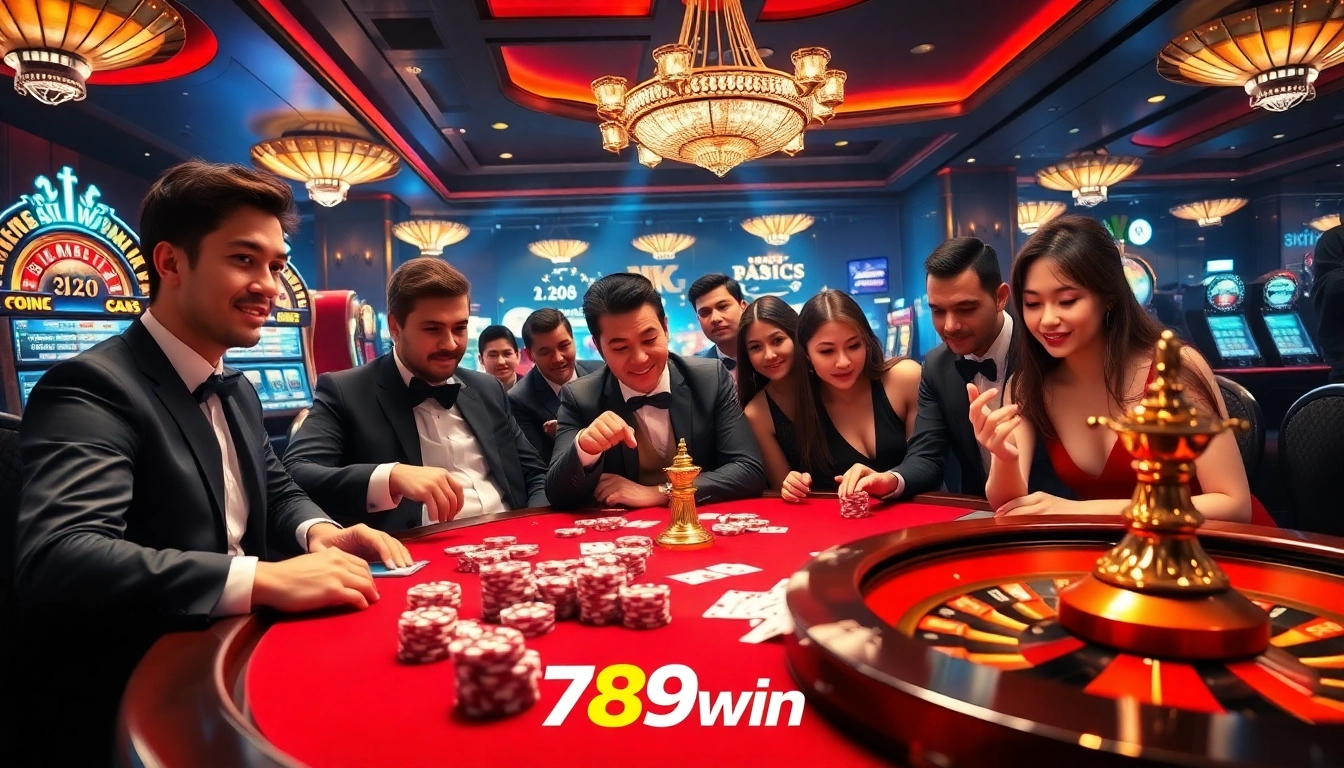 Experience the thrill of 789win with vibrant casino gaming tables and intense players.