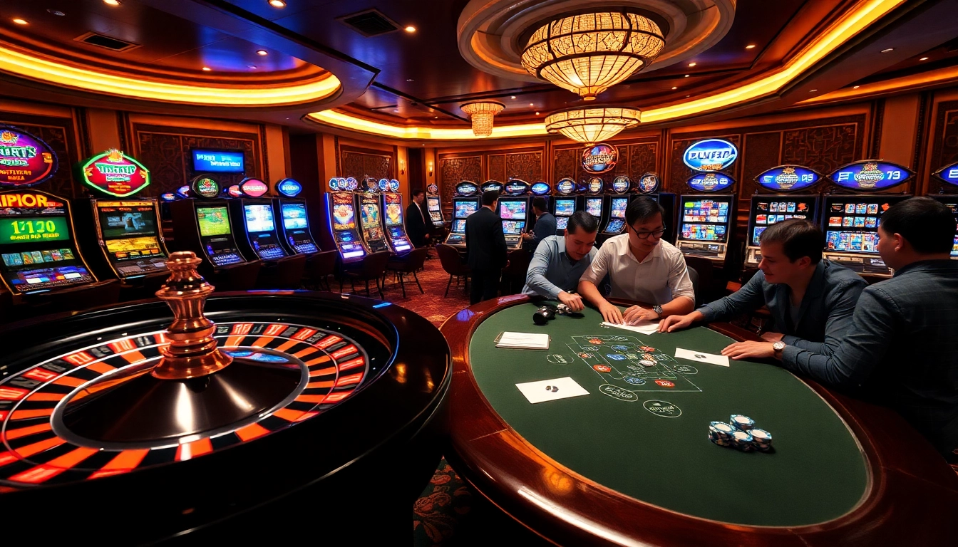 Play thrilling games at GOD345 Casino, showcasing vibrant roulette and poker excitement.